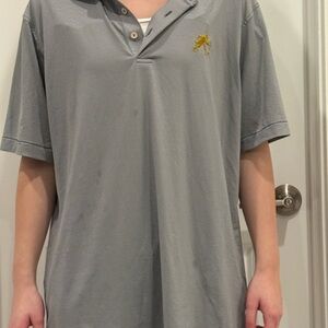 Peter Millar Charcoal Polo with Gold Emblem